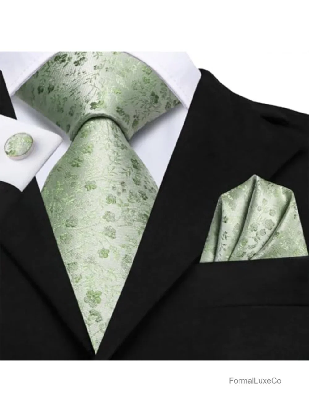 Men's Tie & Cufflinks Set with Lapel Pin & Pocket Square, Formal Wear